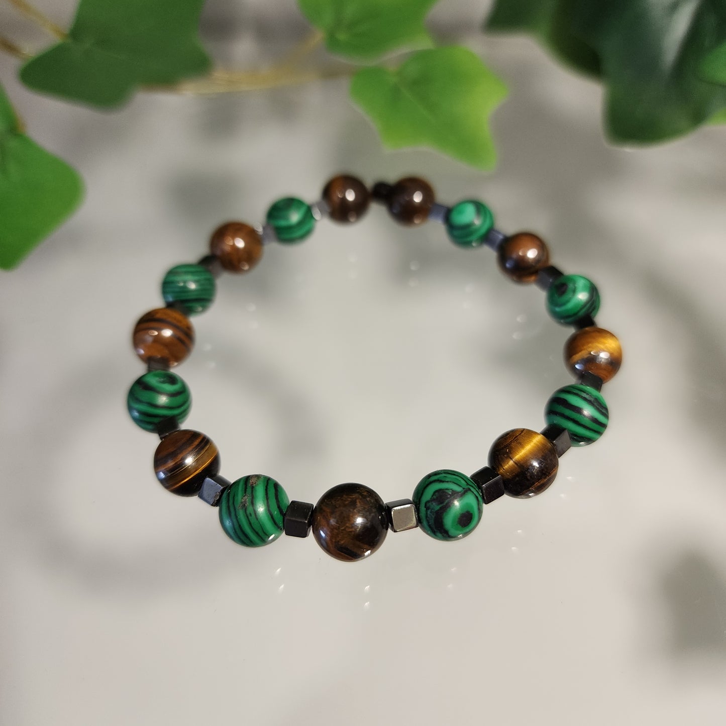 Pulsera Ojo de tigre - Malaquita - Hematita