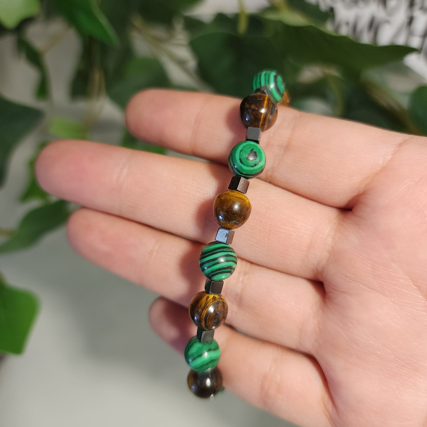 Pulsera Ojo de tigre - Malaquita - Hematita