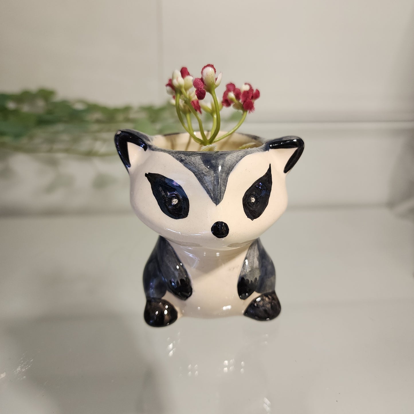 🦝 Maceta Mapache Mini – Esmaltado a Mano