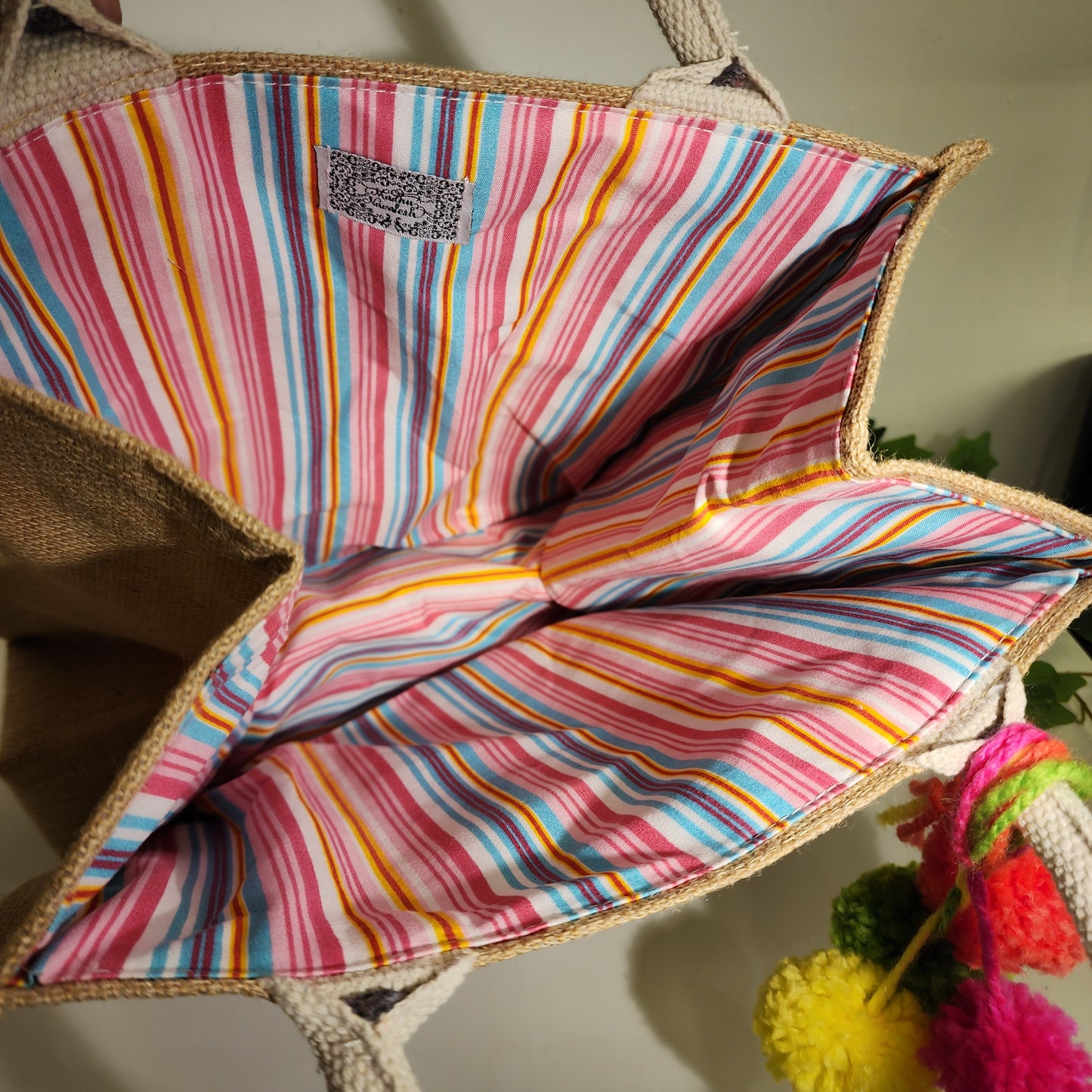 Bolsa De Yute Con Bordado de Mariposa