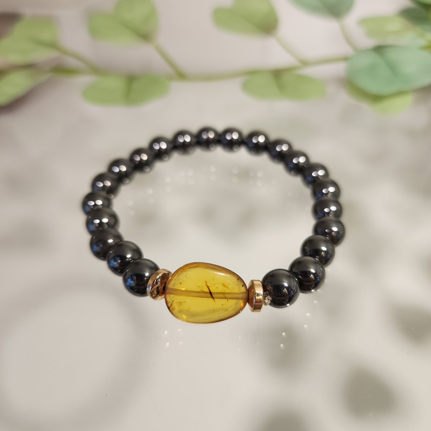 Pulsera Hematita con Ambar