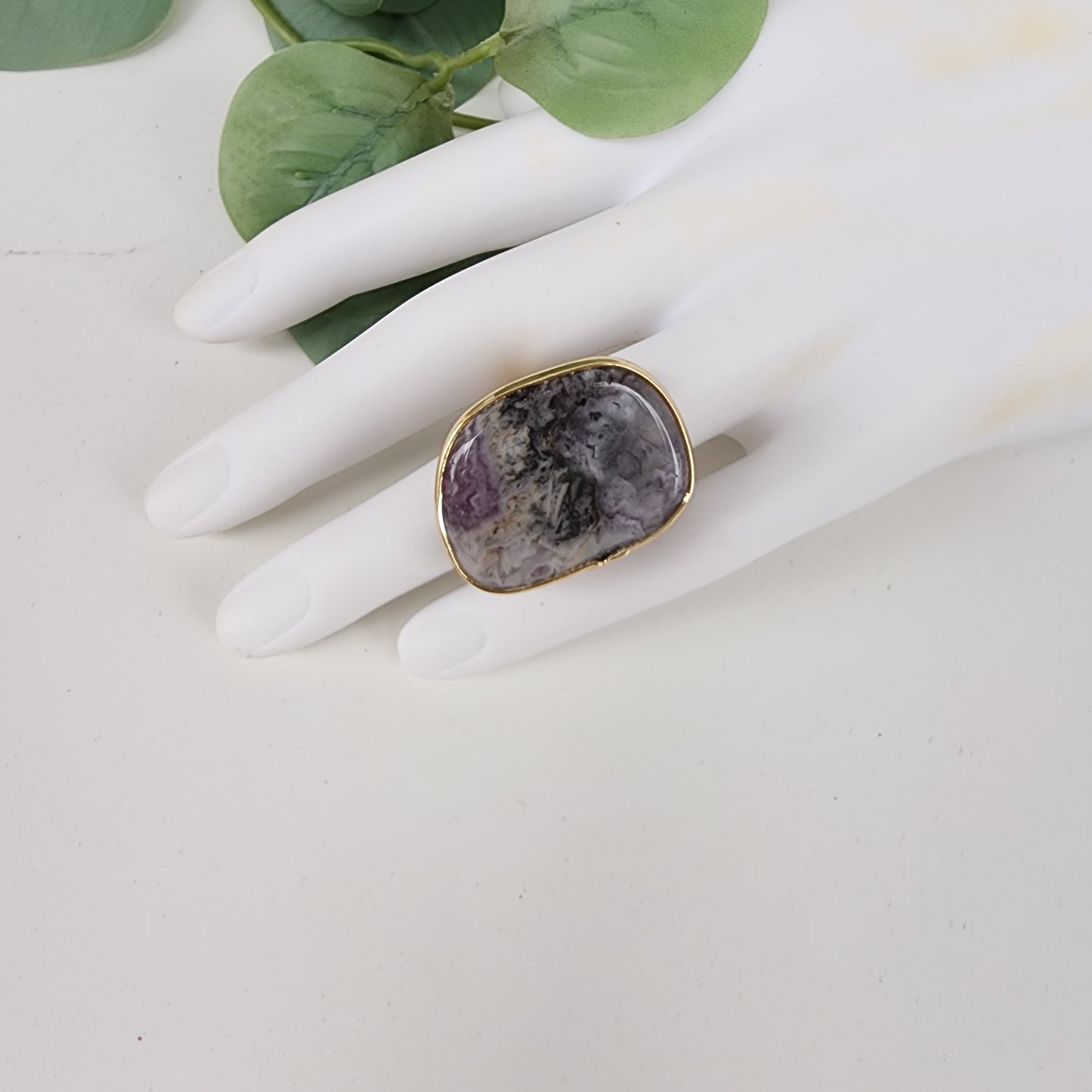 Anillo Cuarzo Lila/Humo Ajustable