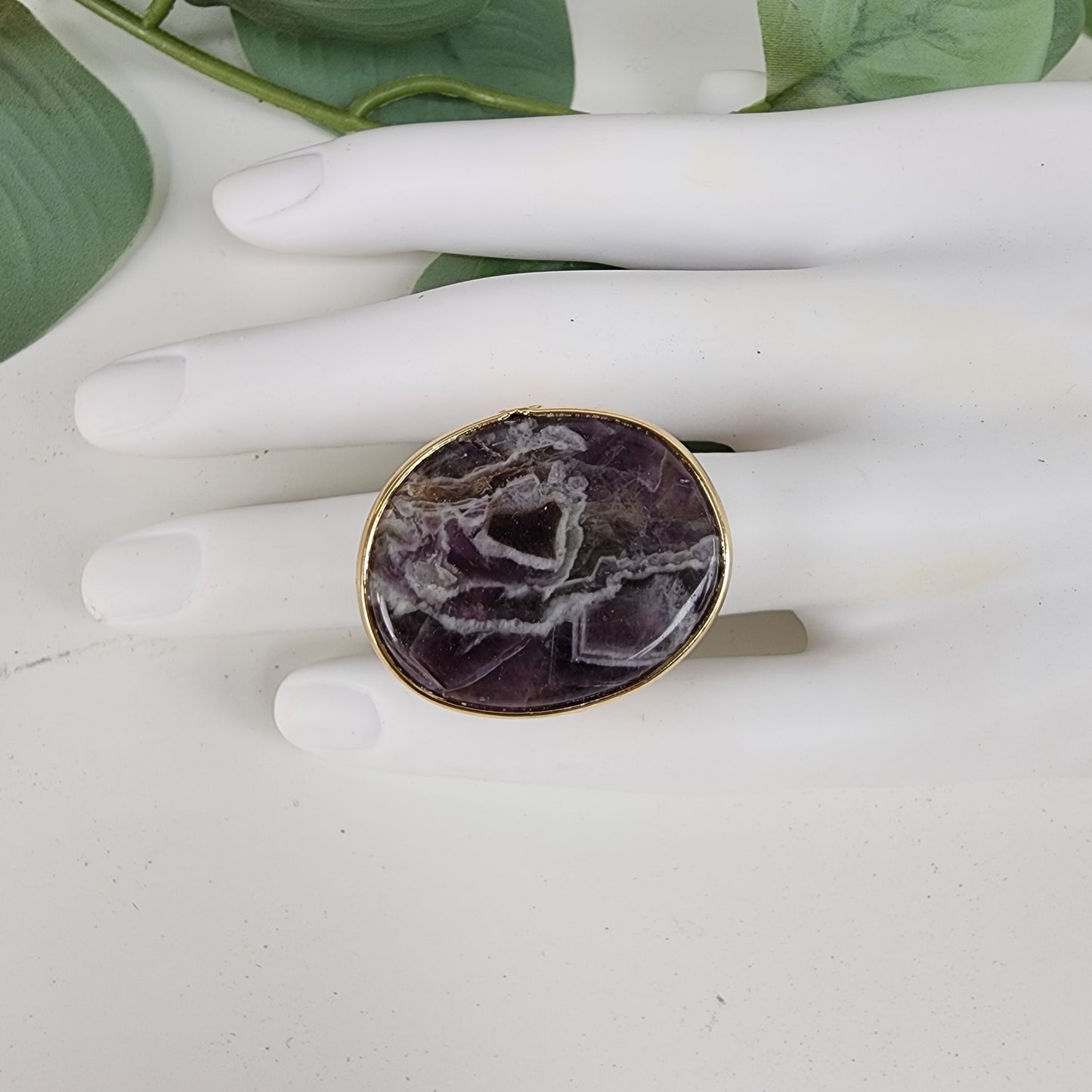 Anillo Cuarzo Morado Smoke Ajustable