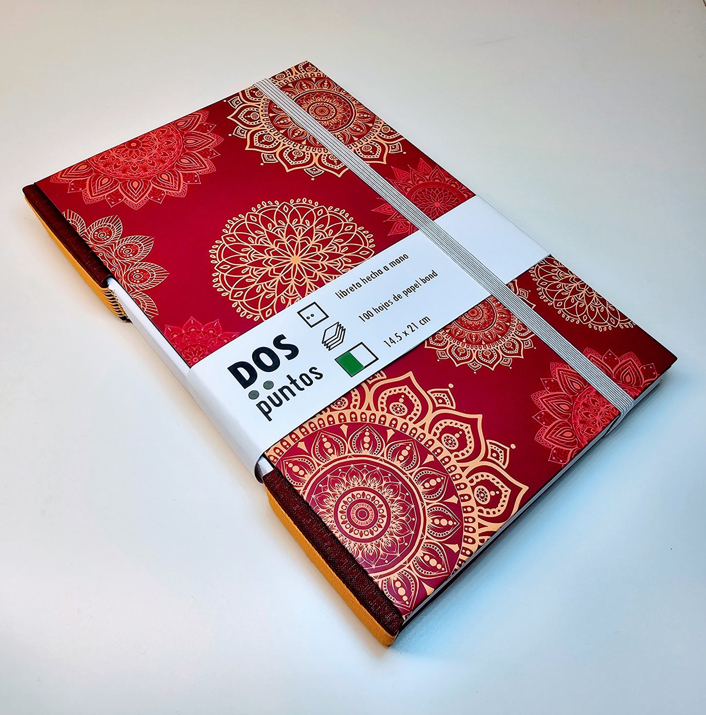 Libreta Cosida Mandalas Rosas con Amarillos