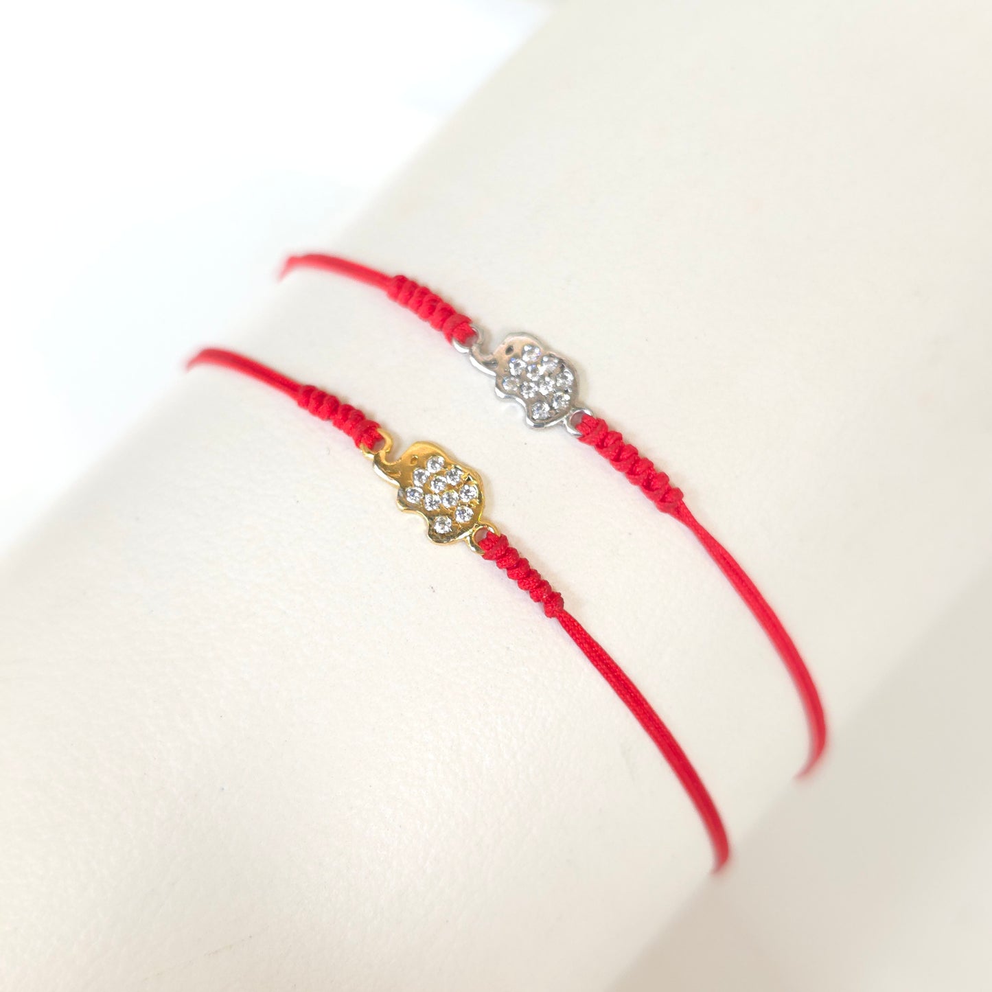 Pulsera Elefante con zirconias hilo rojo