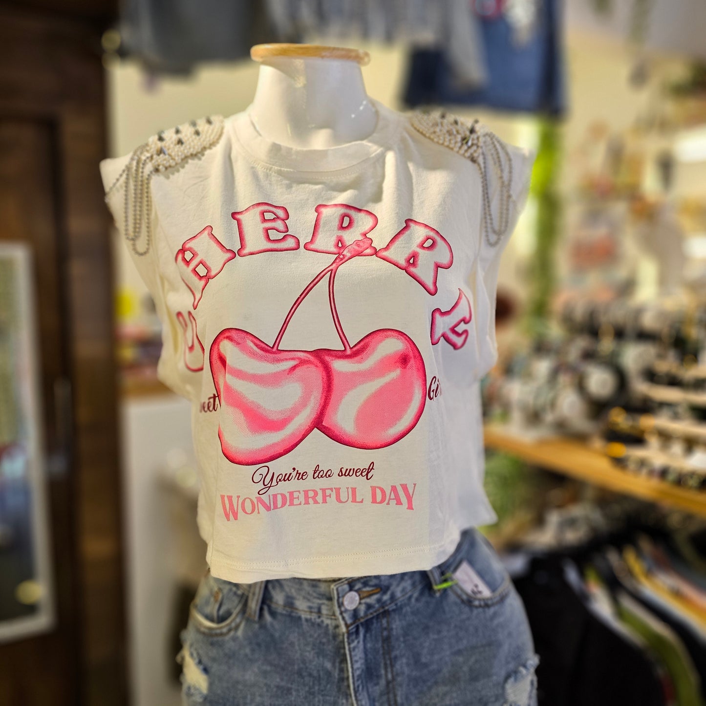 Playera Cherry Con Hombreras - Unitalla