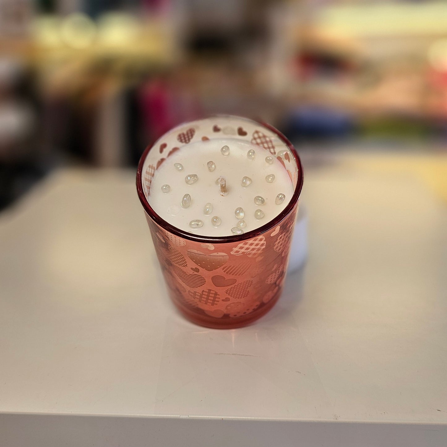 Vela - Vaso Corazones Menta