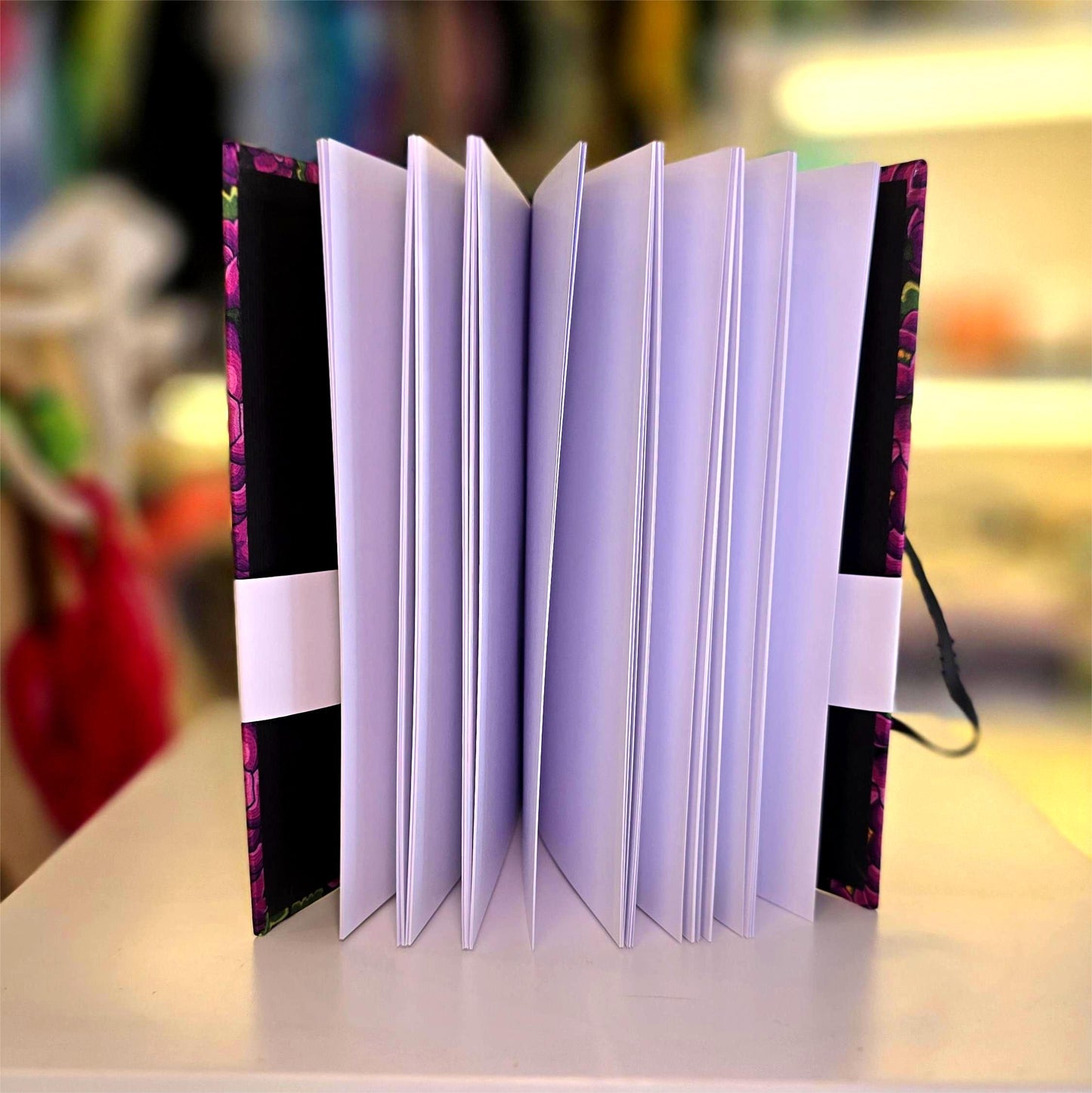 Libreta Pasta Dura Cosida| Flores Moradas | Hojas Blancas