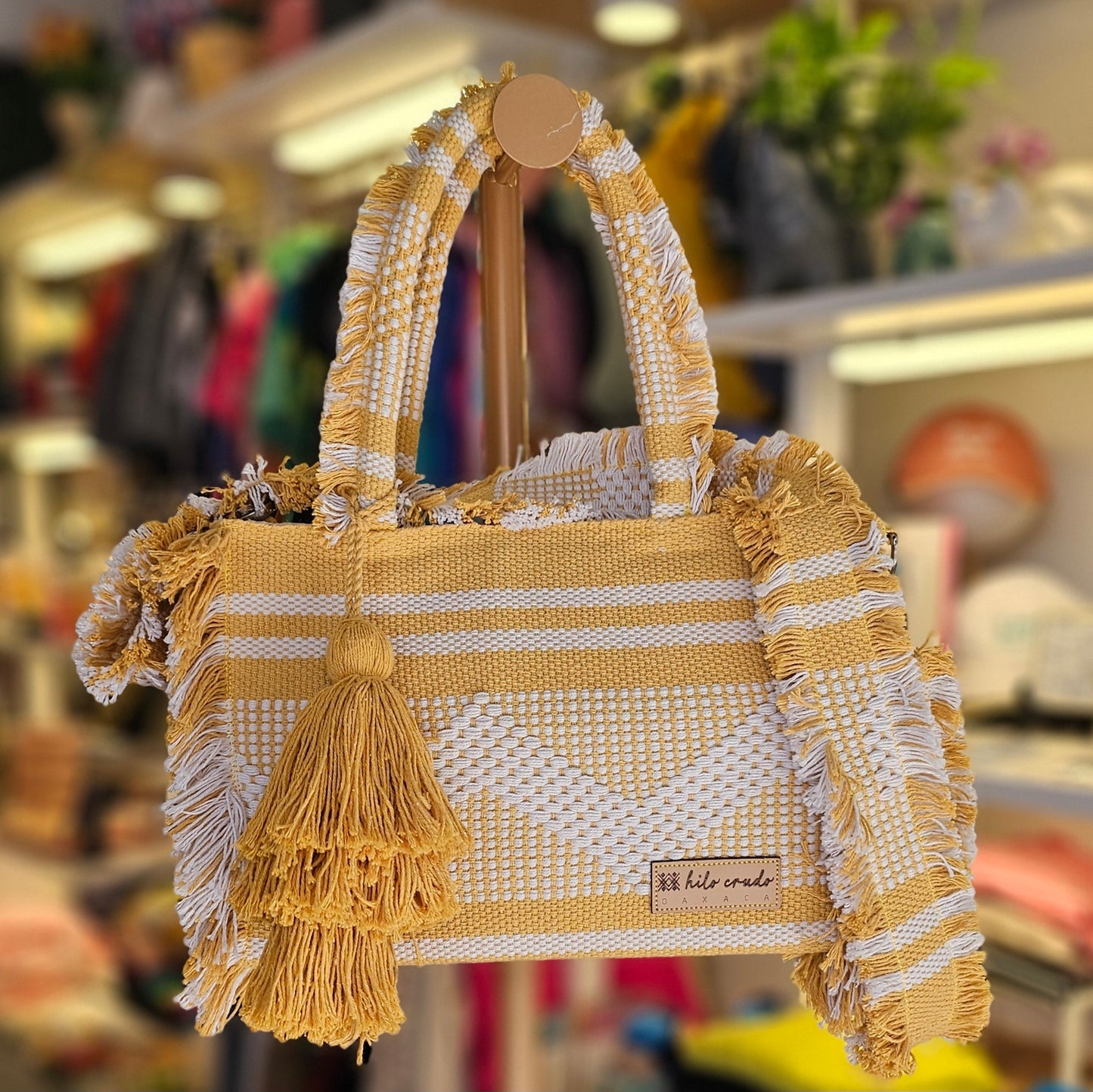 Bolsa de mano artesanal de Oaxaca - Amarilla