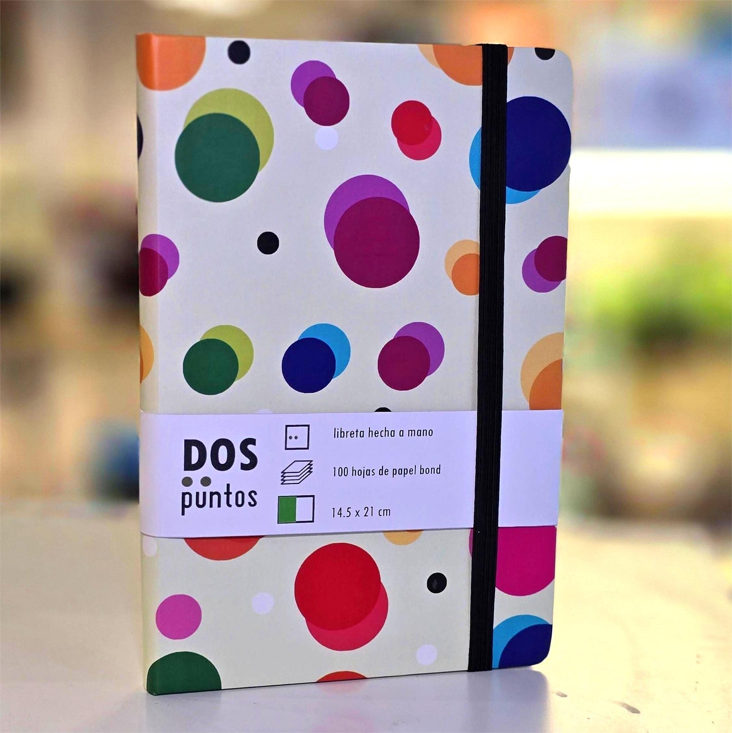 Libreta Pasta Dura - Círculos de Colores - Hojas Rayadas