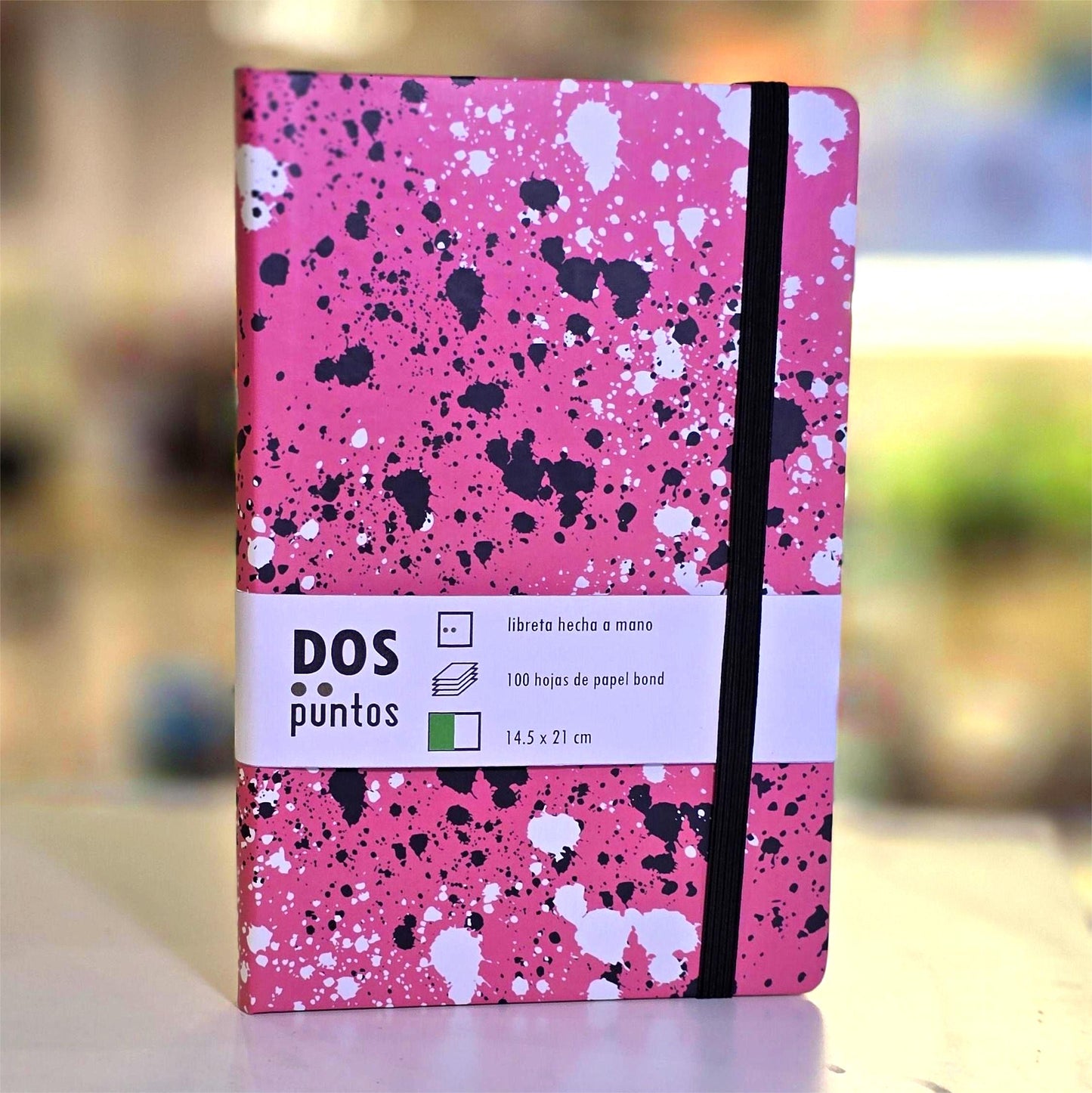 Libreta Pasta Dura Rosa Manchas de Tinta