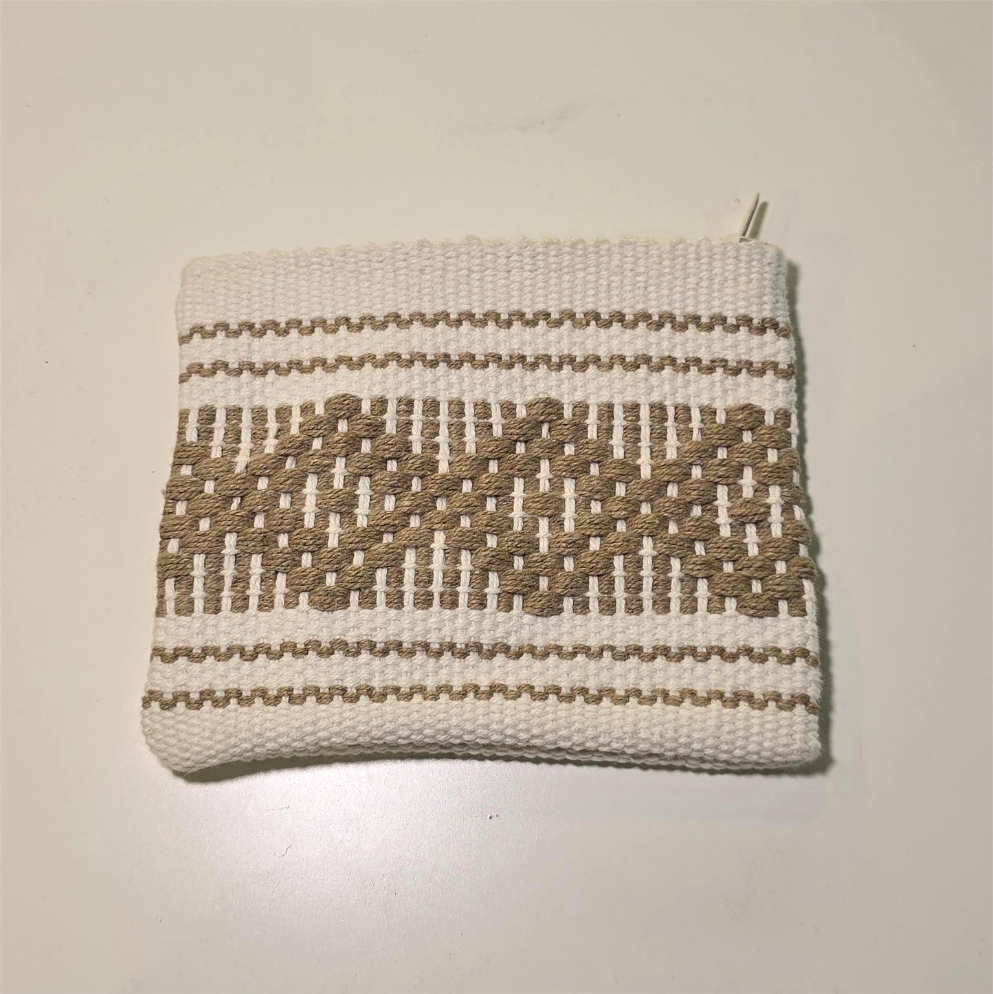 Monedero Artesanal de Oaxaca - Blanco con beige