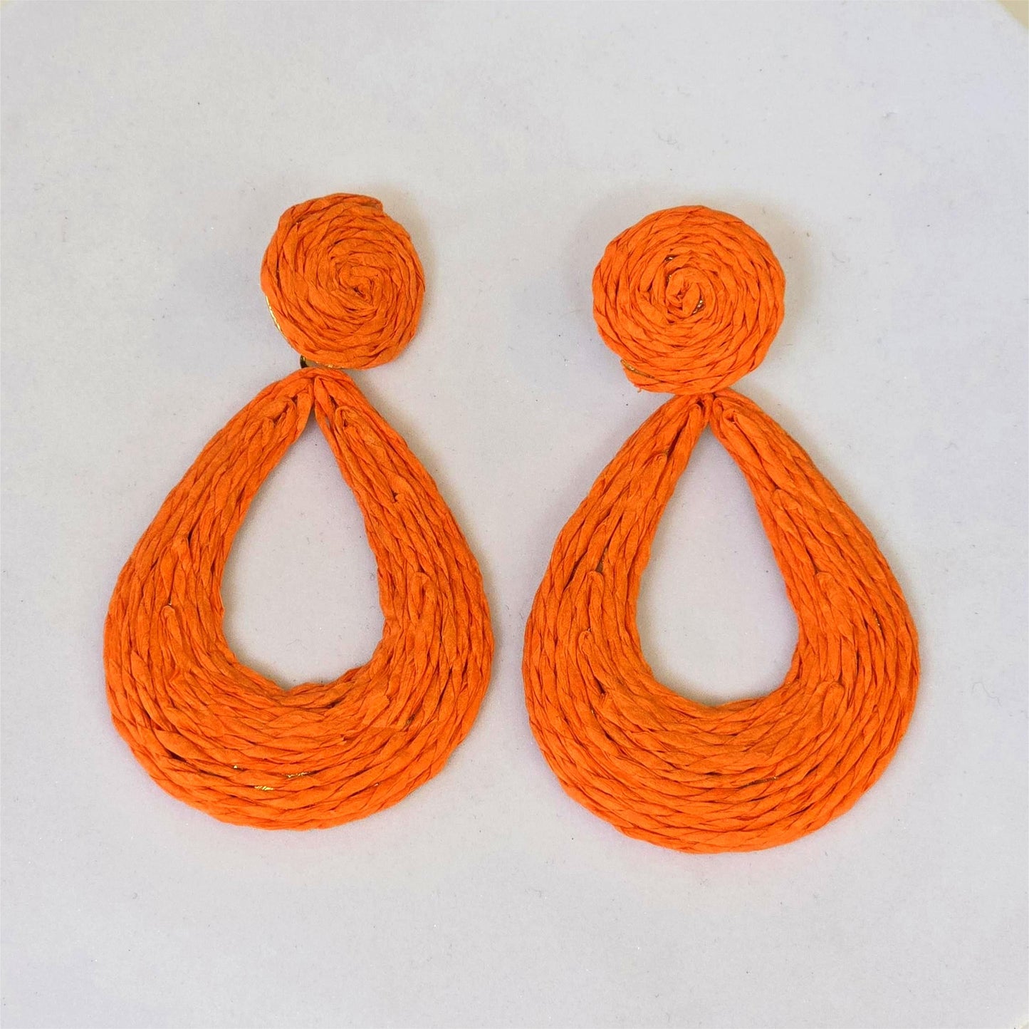 Aretes artesanales de cuerda – Naranja mandarina