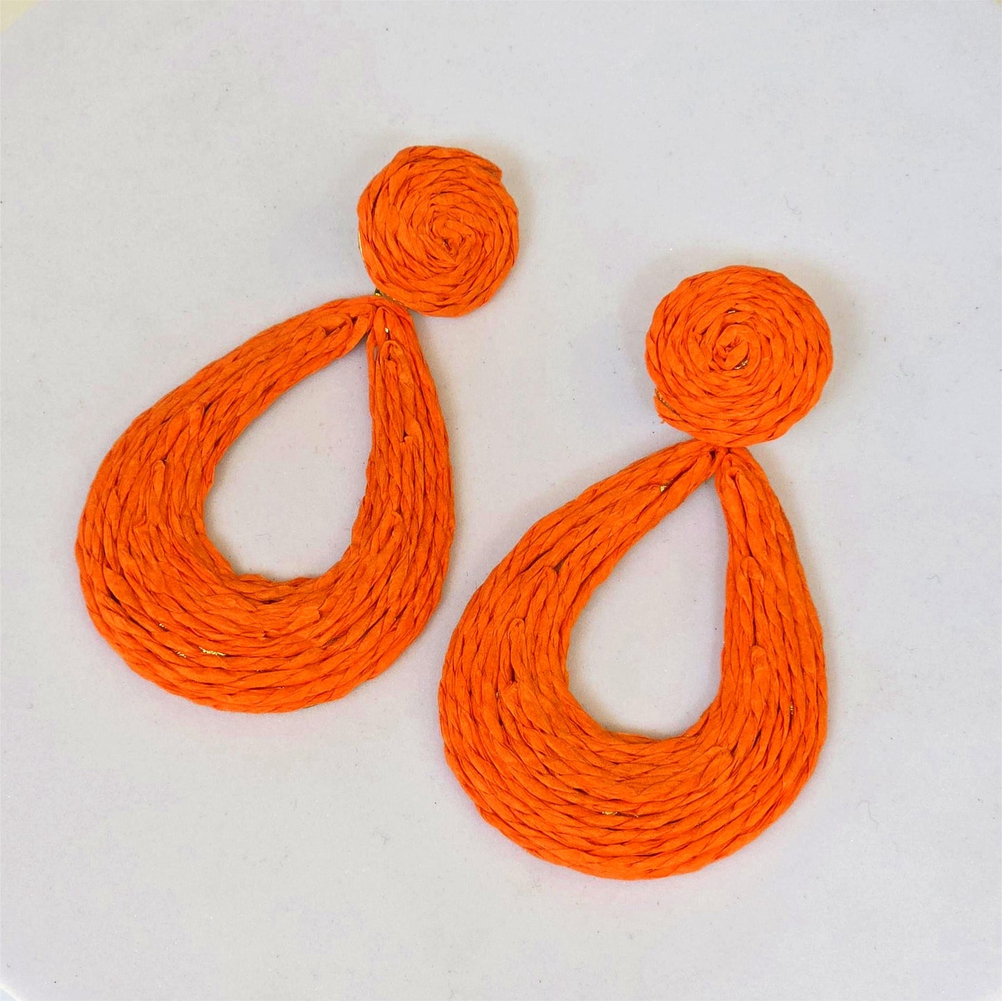 Aretes artesanales de cuerda – Naranja mandarina