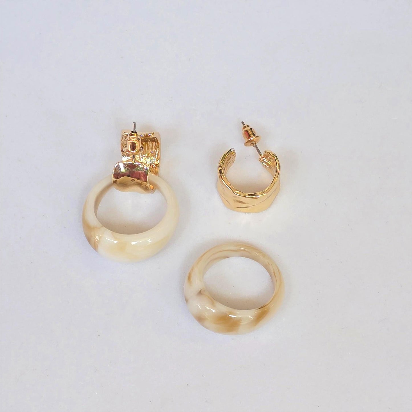 Aretes desmontables dúo – Vainilla & dorado