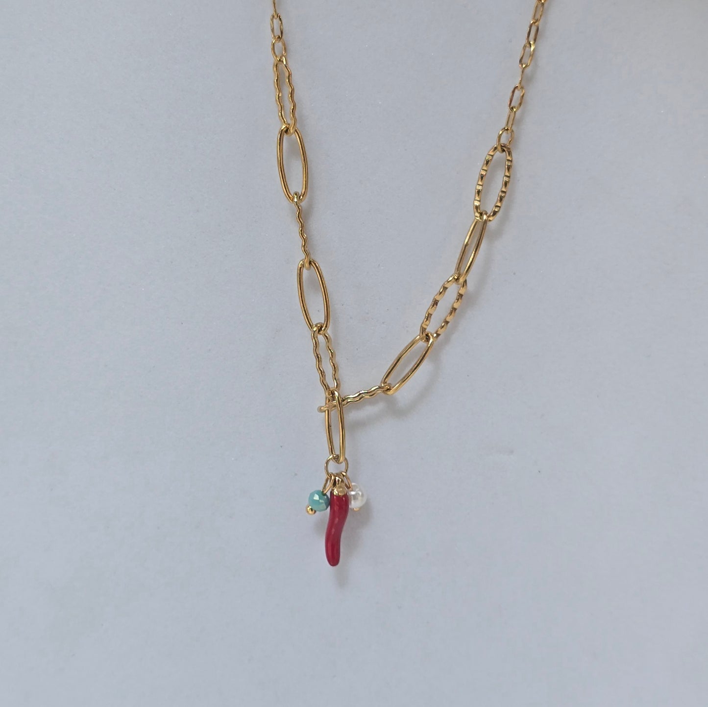 Collar eslabones grandes con dijes 🌶️