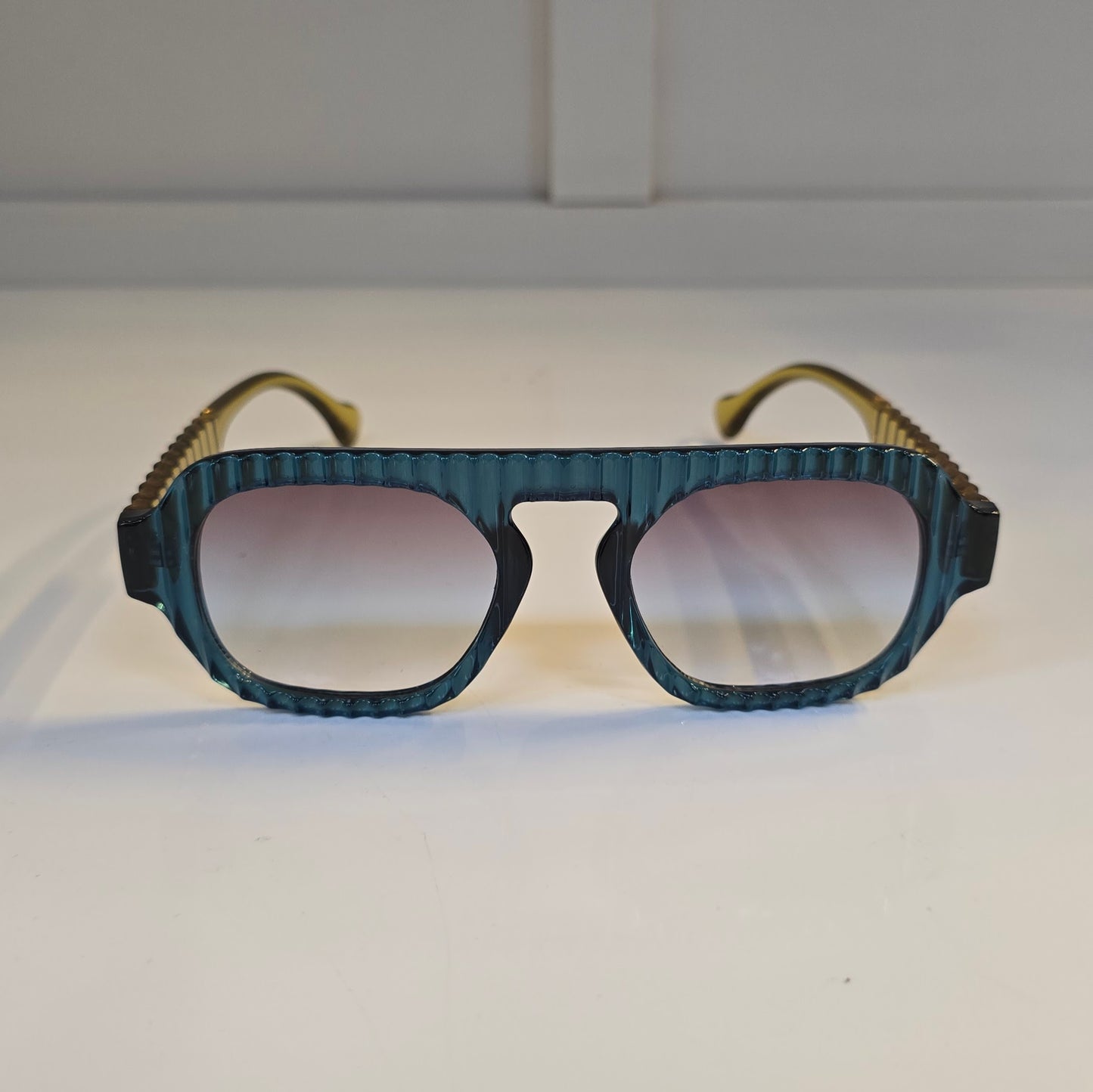 Lentes "Galáctica" en azul y amarillo