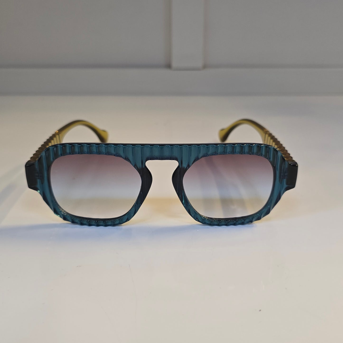 Lentes "Galáctica" en azul y amarillo