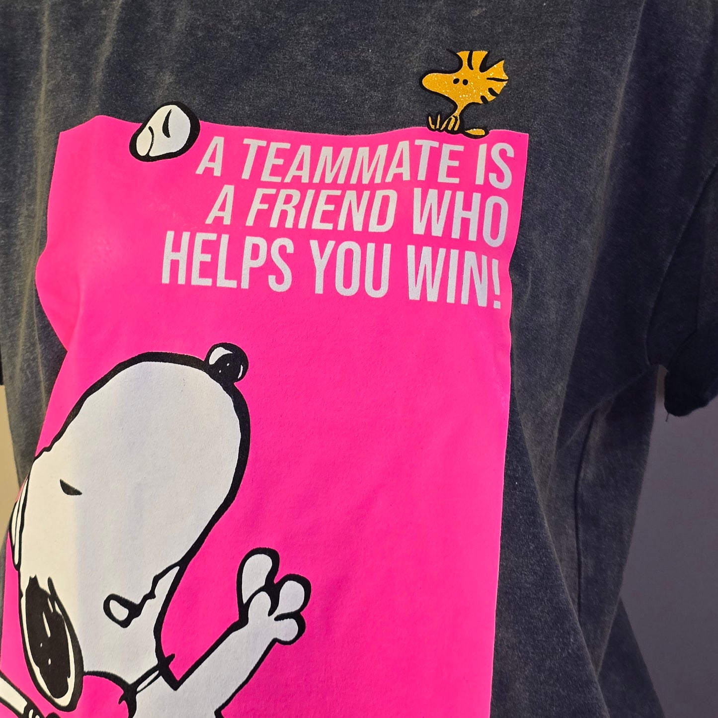 Playera Snoopy Tenista Azul Con Rosa