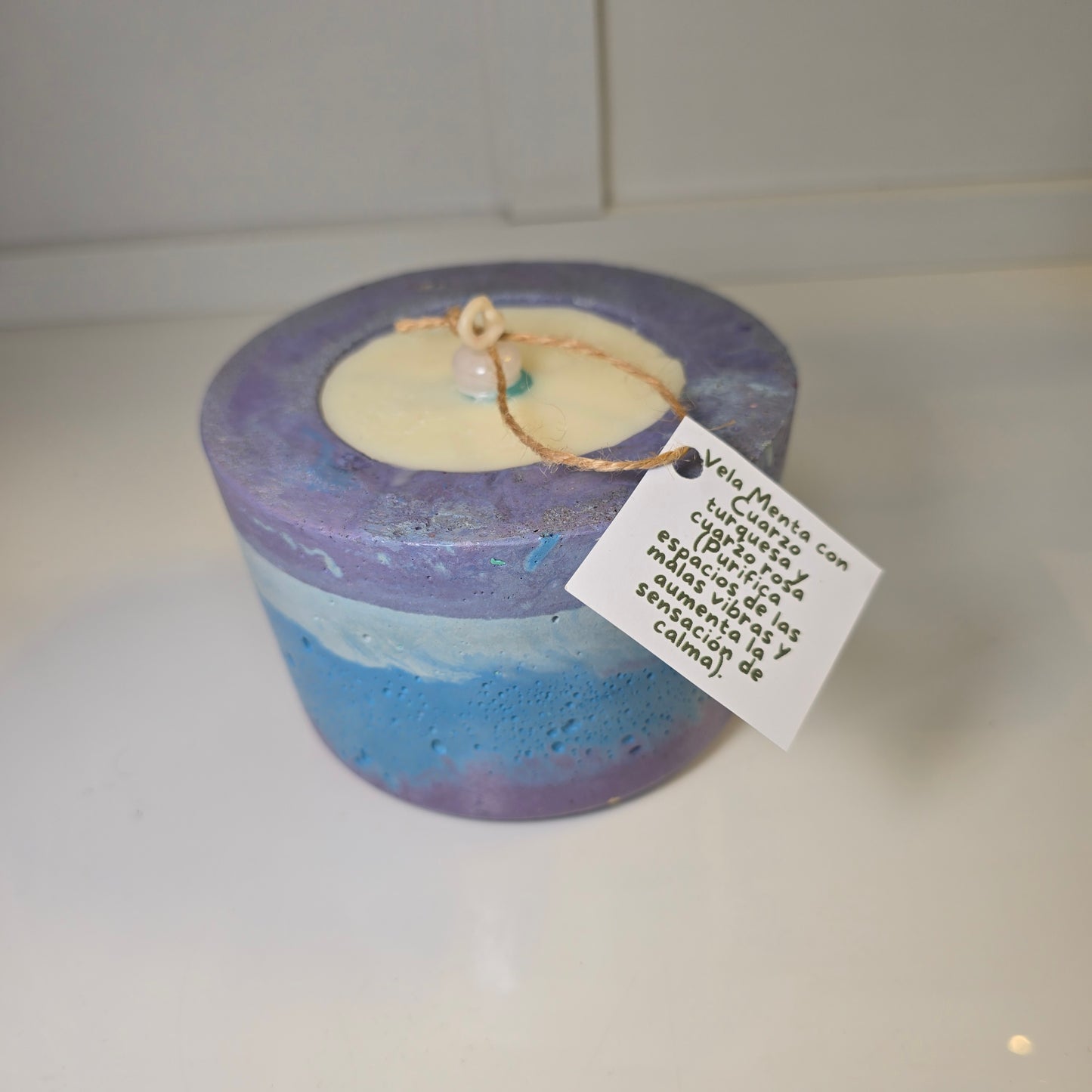 Vela Menta con Cuarzos ( Purifica y da Calma )