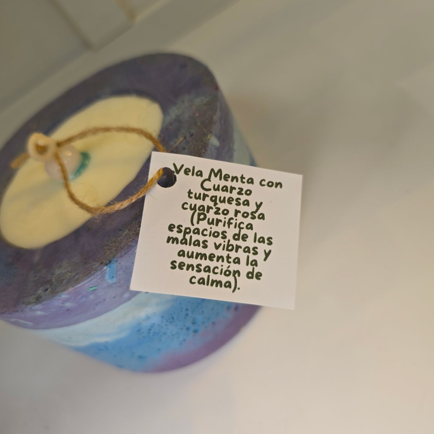 Vela Menta con Cuarzos ( Purifica y da Calma )