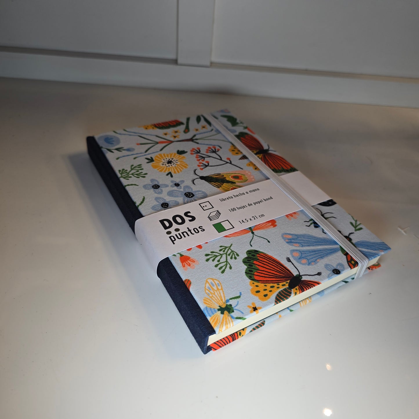 Libreta Pasta Dura de Tela Insectos Fondo Azul