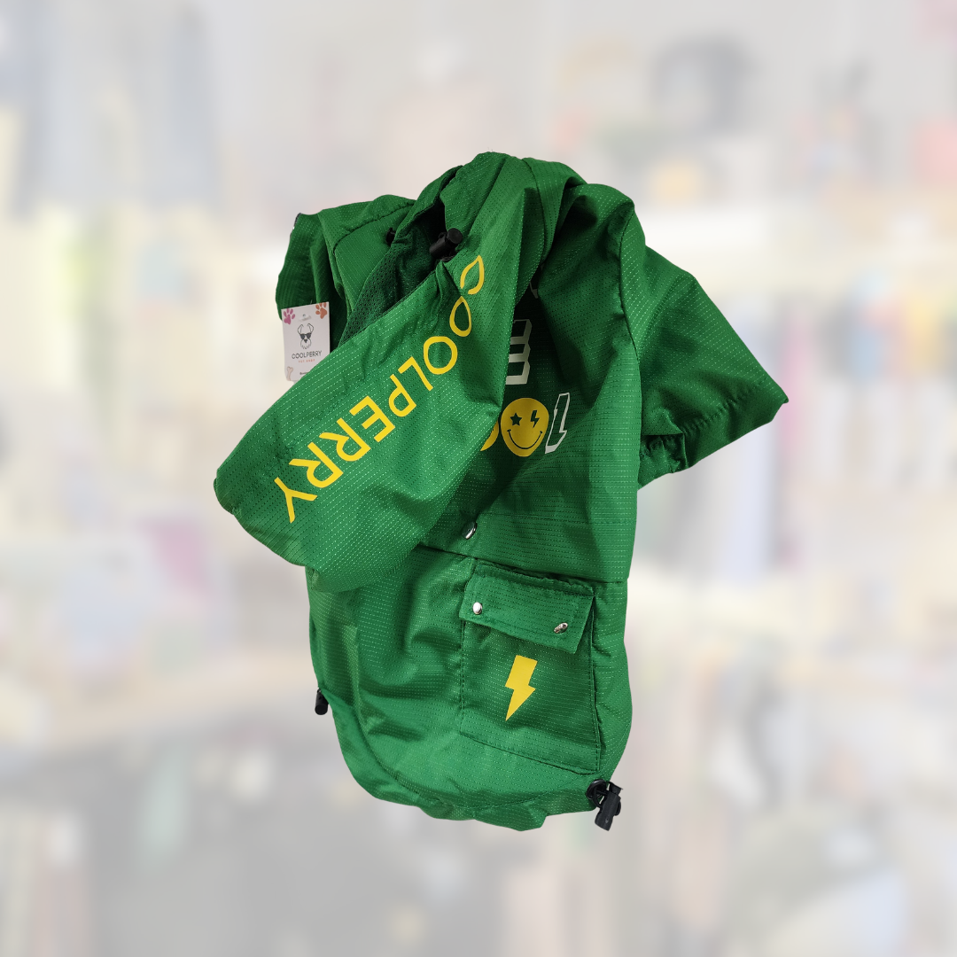 Impermeable JUST BE COOL verde para Perrito