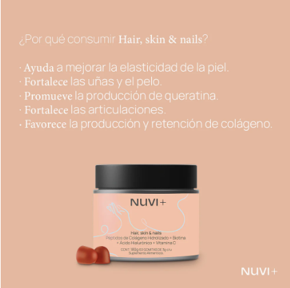 Gomitas HAIR, SKIN & NAILS - Péptidos de Colágeno Hidrolizado + Biotina + Ácido Hialurónico + Vit. C