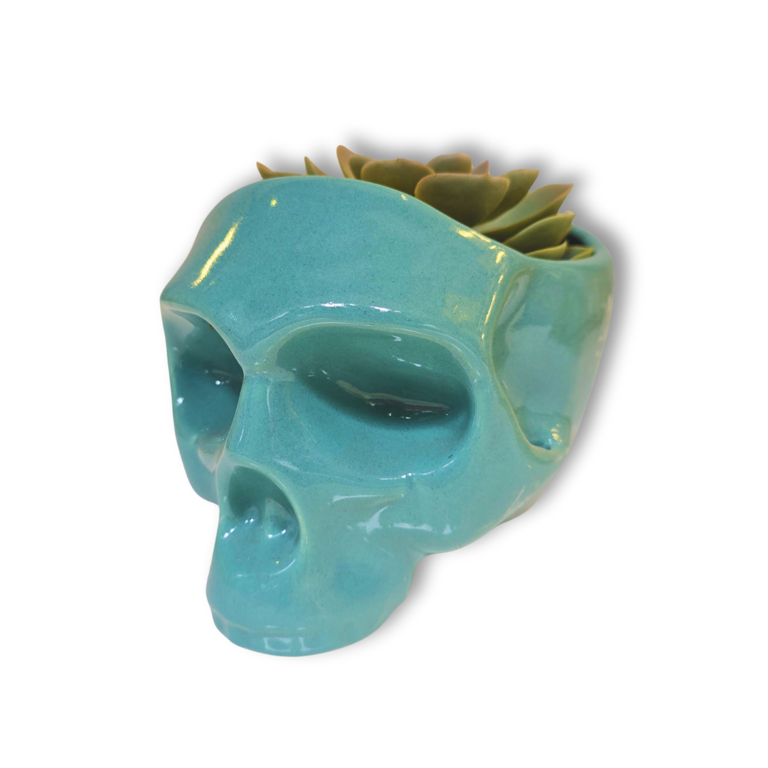 💀 Maceta Calavera Turquesa – Edición Pop
