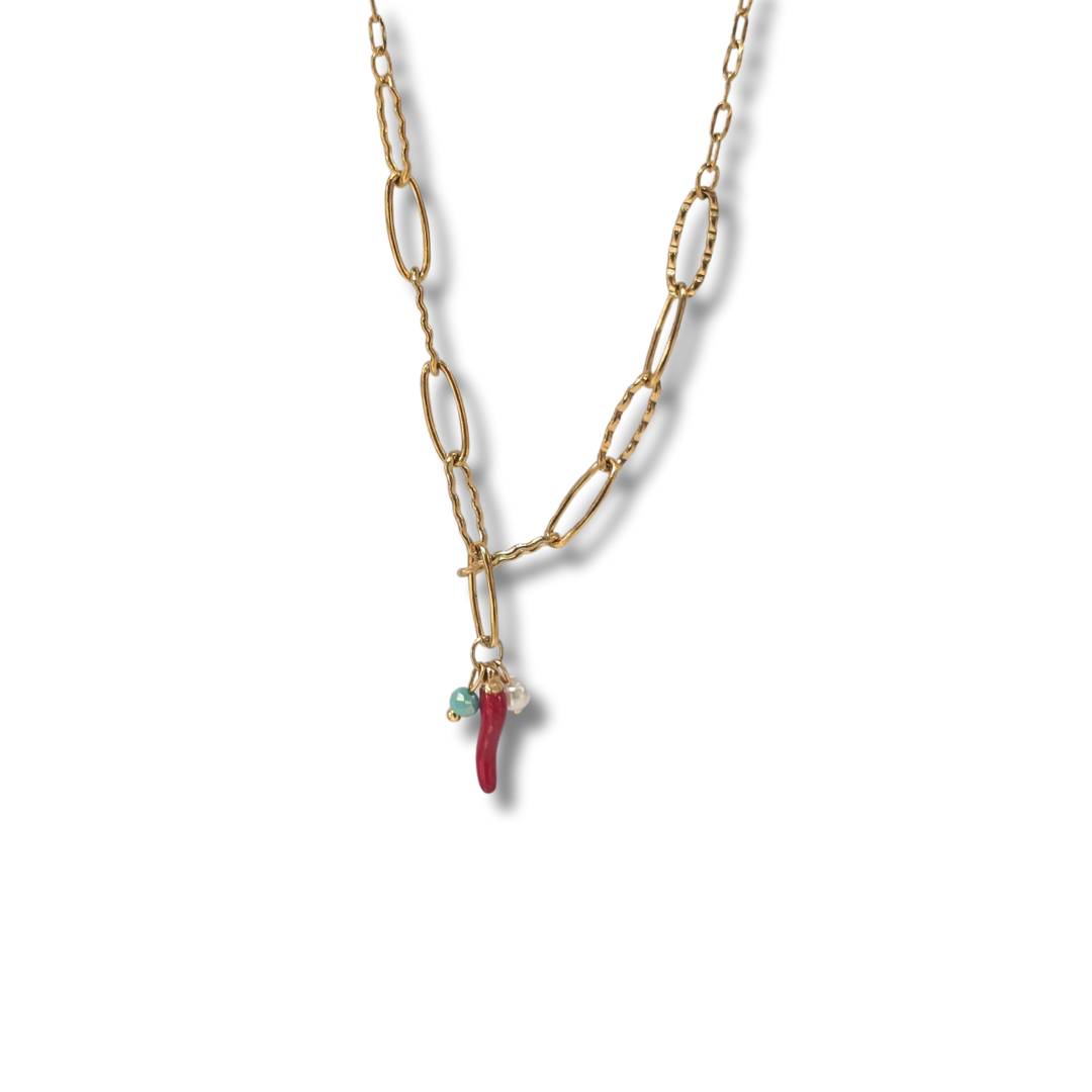 Collar eslabones grandes con dijes 🌶️