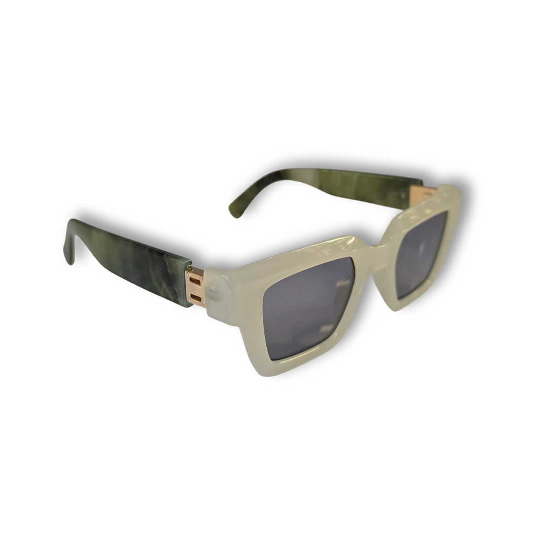 Lentes "Ivory" en marfil y verde jaspeado