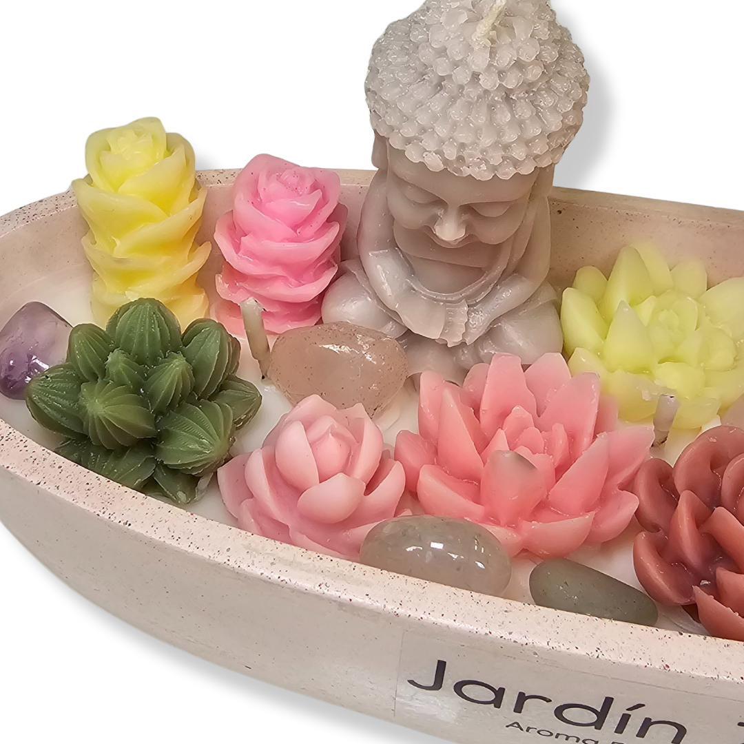 🧘♂️ Vela Jardín Zen Base Ovalada de Concreto