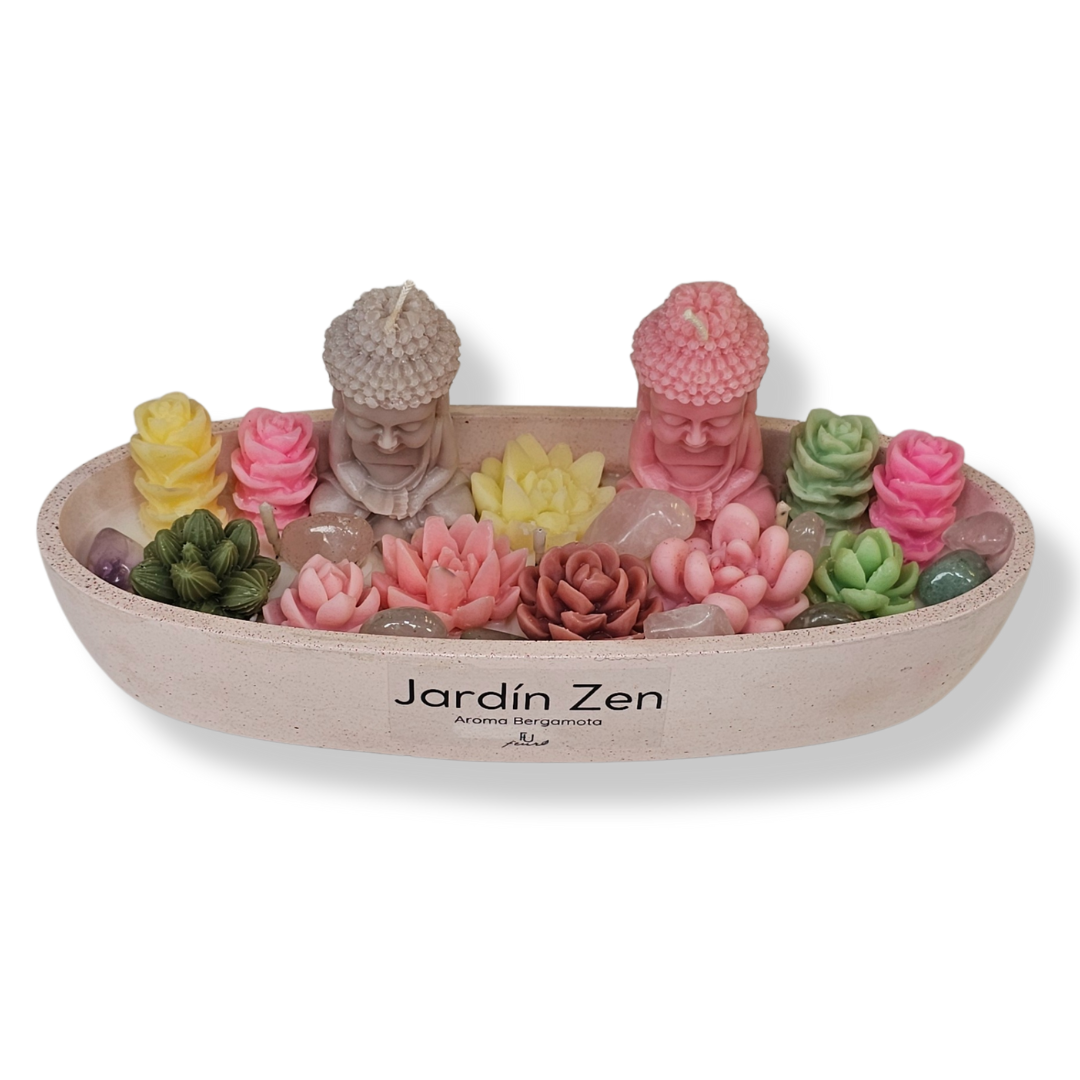 🧘♂️ Vela Jardín Zen Base Ovalada de Concreto