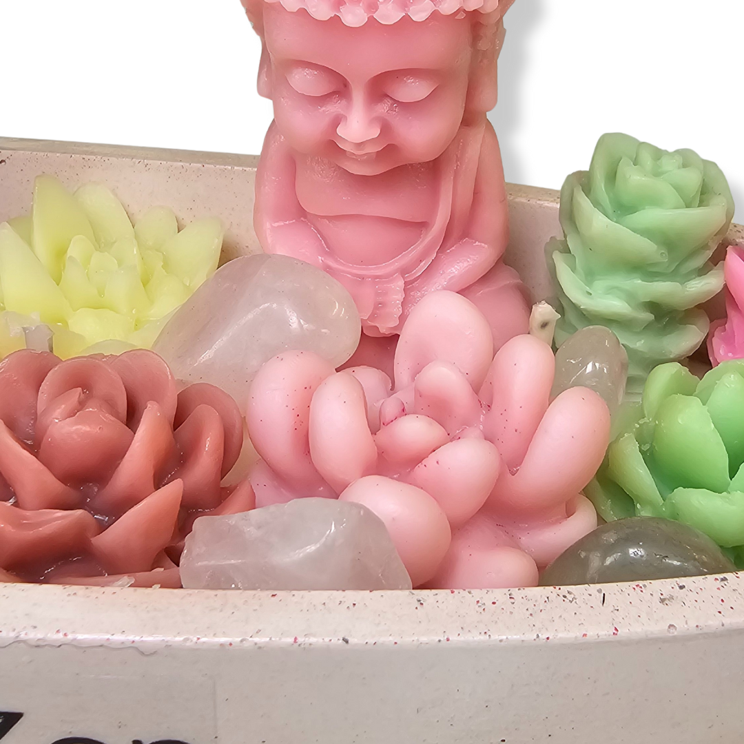 🧘♂️ Vela Jardín Zen Base Ovalada de Concreto