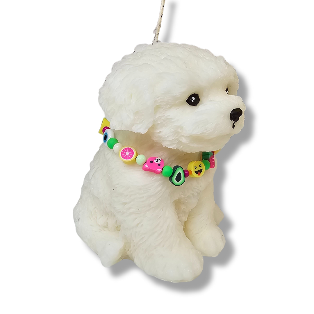 🐾❤️ Vela Perrito Esponjado Blanco