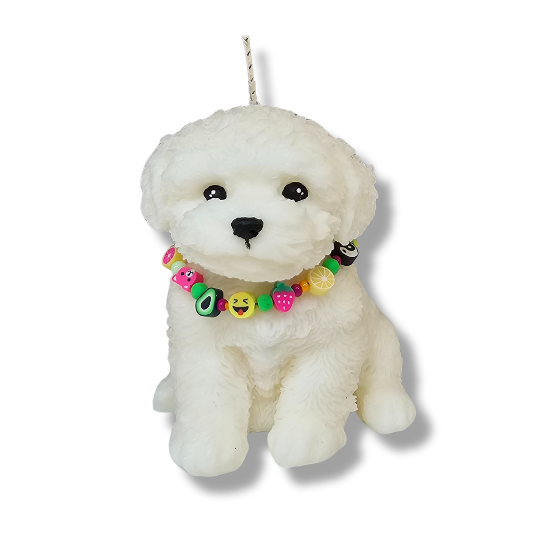🐾❤️ Vela Perrito Esponjado Blanco