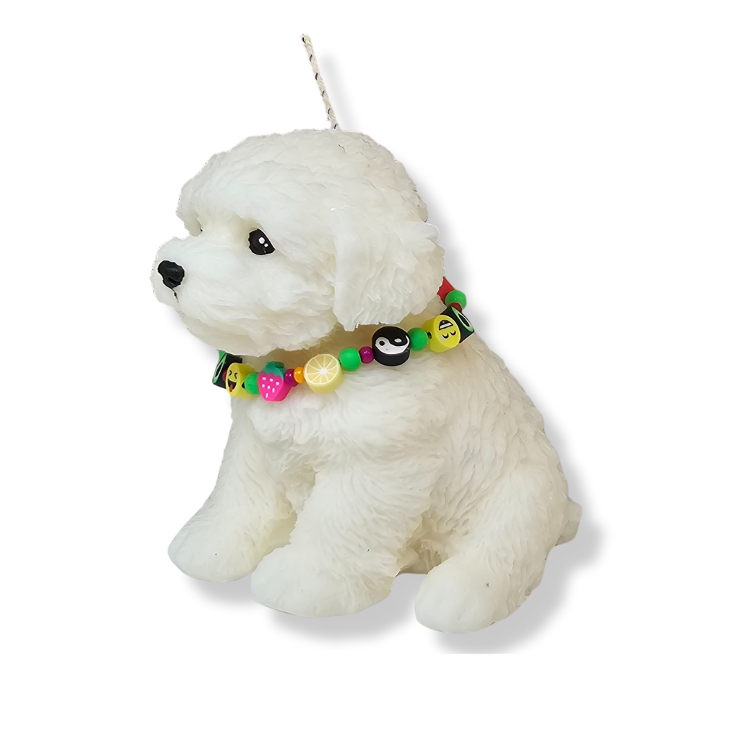 🐾❤️ Vela Perrito Esponjado Blanco