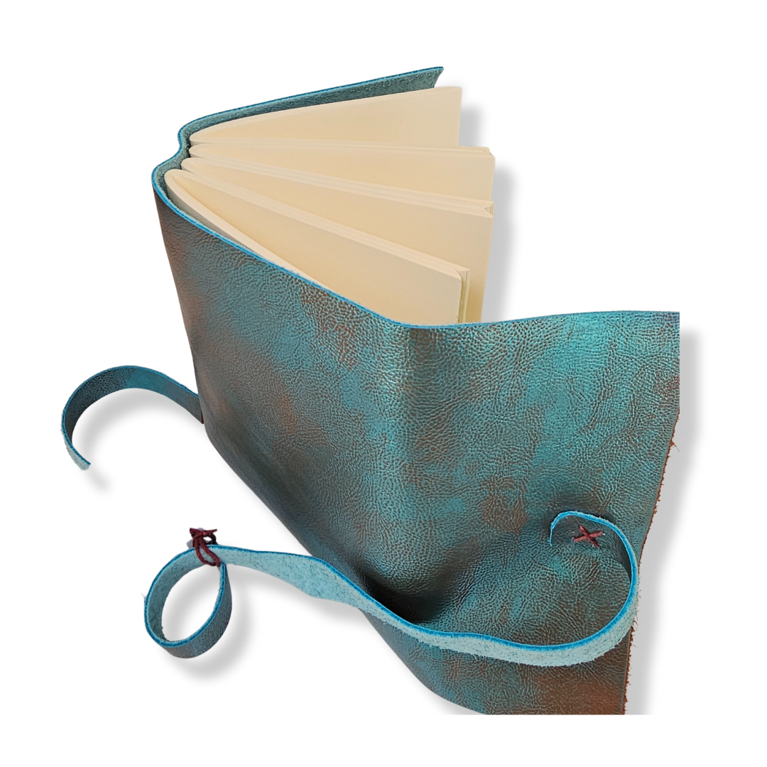 Libreta De Bolsillo Diario Viajero | Azul De Piel |Hojas Blancas