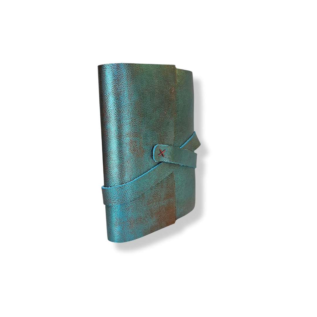 Libreta De Bolsillo Diario Viajero | Azul De Piel |Hojas Blancas