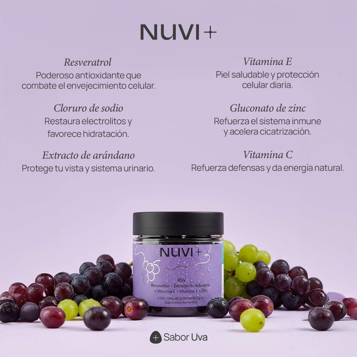 RSV - Resveratrol + Extracto de Arándano + Vitamina C + Vitamina E + Zinic