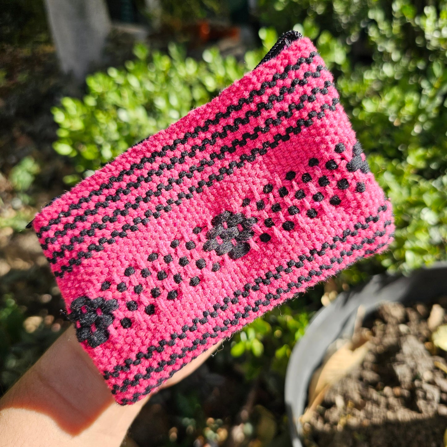 Monedero Artesanal De Oaxaca Rosa - Negro