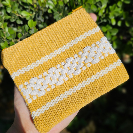 Monedero Artesanal De Oaxaca Amarillo - Blanco