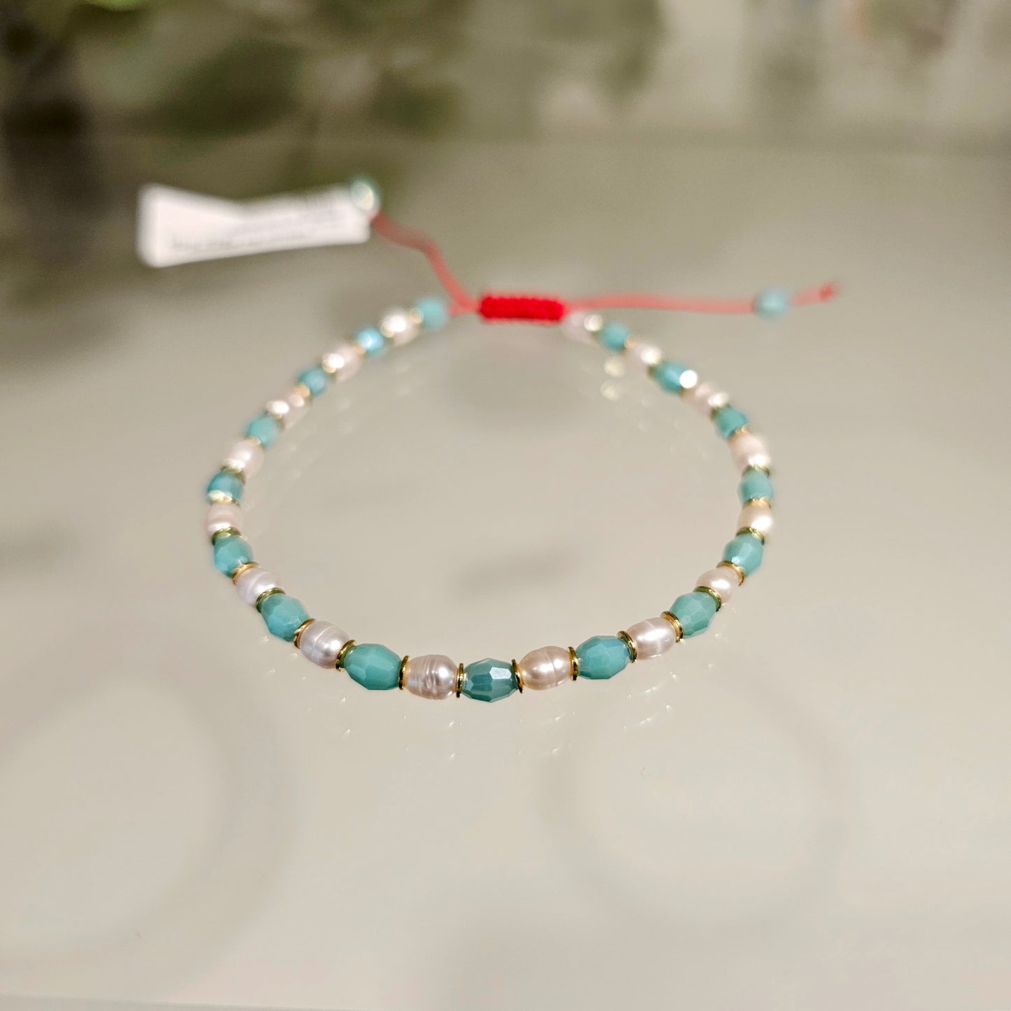 Pulsera Perla con Cristal Azul