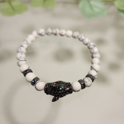 Pulsera Howlita - Hematita - Jaguar