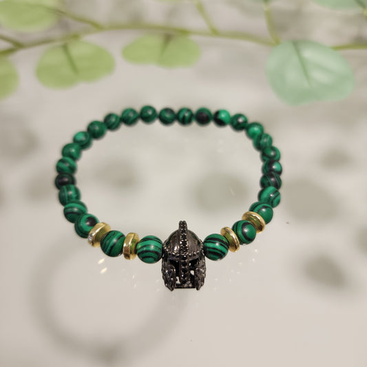 Pulsera Malaquita y Casco de Guerrero