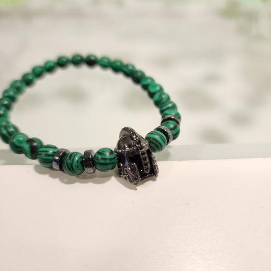 Pulsera Malaquita - Hematita y Casco de Guerrero