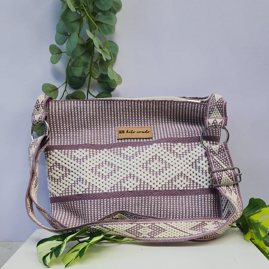 Cross Body Artesanal de Oaxaca Lila - Beige