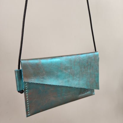 Crossbody de Piel Azul Chica