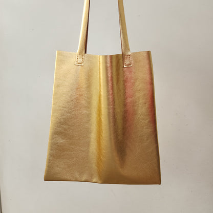 Tote de Piel Dorada Grande