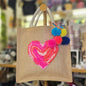 Bolsa De Yute Con Bordado de Corazón